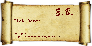 Elek Bence névjegykártya